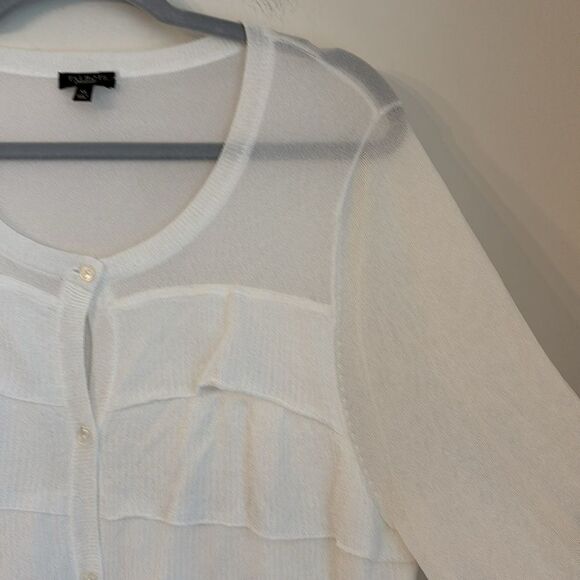 Talbots women winter white delicate tiered cartigan knit sweater XL rayon nylon - Picture 5 of 8